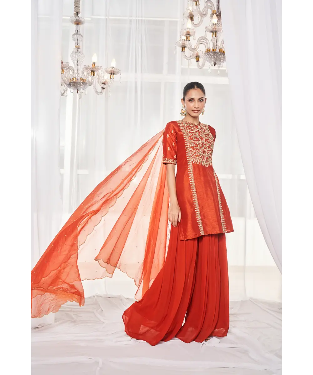 DISHA MUCHHALA- Burnt Orange Pant Set